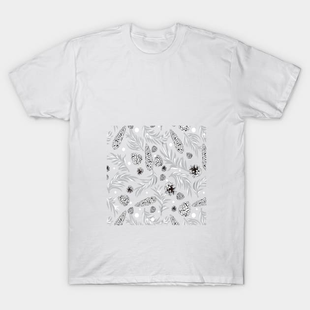 #Christmas #Pattern #Pine #Snow 7 T-Shirt by B&K